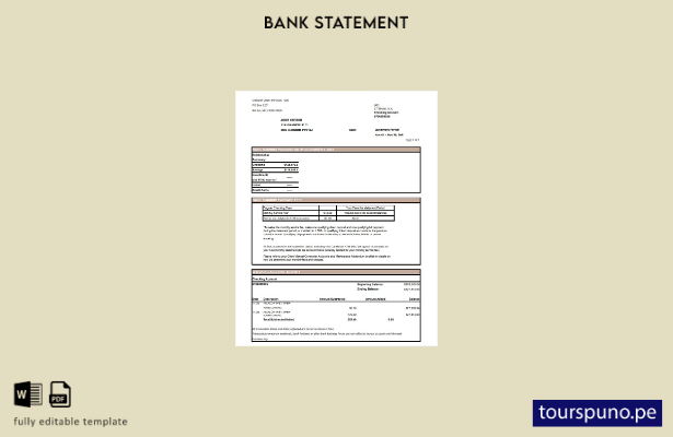 listo para imprimir plantilla de Excel de extracto bancario de la ciudad de EE. 